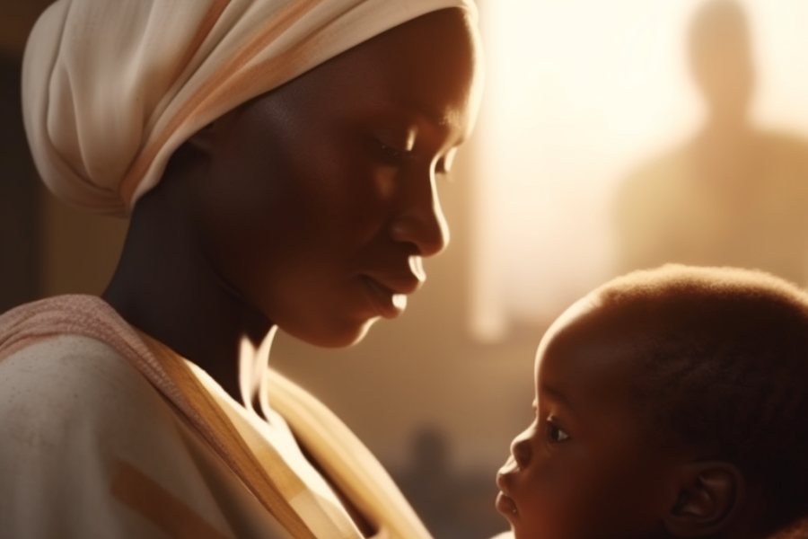 Femme dans un orphelinat au Sénégak, Dakar