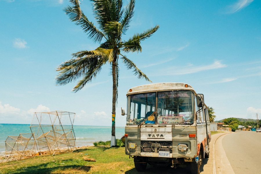 white and brown van on beach during daytime